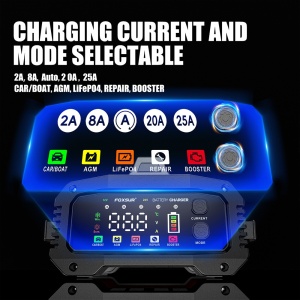 Panou digital Redresor Incarcator Inteligent Baterii Auto Foxsur FPT-250, 25A, 12V 24V