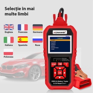 KONNWEI KW890 autódiagnosztikai és kiolvasó műszer, OBD2, 2,8 hüvelykes kijelző, motor hibakódok olvasása és törlése, diagnosztikai szkenner, akkumulátortesztelő, olaj szervizlámpa visszaállí - Img 9