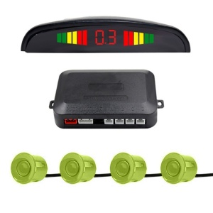 Parkolásérzékelő készlet Autóérzékelő Parktronic kijelző Radar Monitor 4 érzékelők, fekete/zöld