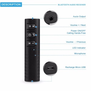 Rádióerősítő Techstar® Bluetooth Audio Jack 3,5 mm-es vezeték nélküli automatikus klip a BT2-n - Img 5