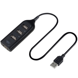 Hub USB Techstar negru cu cablu si butoane on-off pentru fiecare port