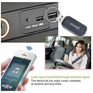Techstar A2DP USB audió vevő, Bluetooth adapter, 3,5 mm -es jack, AUX adó, fekete - Img 5