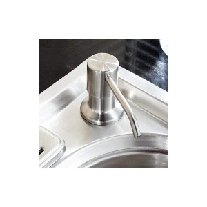 Dozator inox montat pe chiuveta, design modern, rezervor alb detasabil