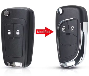 Techstar Blade autókulcstartó Opelhez, Vauxhallhoz, Chevrolethez – 2 gomb, króm elemek