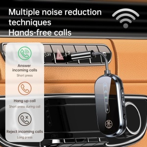 Techstar Bluetooth 6.0 2 az 1-ben audio adapter Receiver + Transmitter, TX/RX, Dual Pairing, AUX 3.5 mm, 250 mAh akkumulátor, Hands-Free, alacsony késleltetés, 10 m hatótávolság, repülőgéphez, TV-hez, autóhoz és fejhallgatóhoz - Img 4