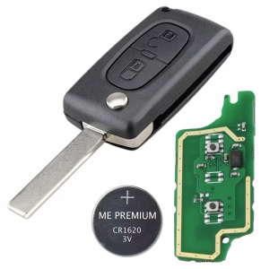 Techstar komplett autókulcs 2 gombbal, 407-es pengével, ID46 chippel és 433MHz frekvenciával – kompatibilis a Peugeot 2006–2011, Citroën modellekkel