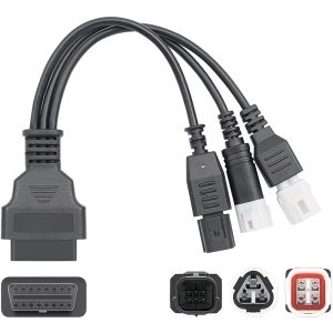 Techstar OBD2 adapterkábel, Yamaha 3/4 tűs és Honda 6 tűs motorkerékpár-csatlakozókhoz (3 az 1-ben)