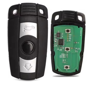Techstar programozható komplett autókulcs, kompatibilis a BMW 1/3/5/7/X5/X6 CAS3 szériával, 433MHz, 3 gomb, PCF7953 chip