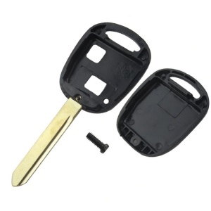 Carcasă cheie auto Mitsubishi cu două butoane și buton de blocare, vedere de aproape