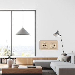 Priza dubla incastrata auriu in living modern