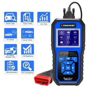tester diagnoza auto Konnwei KW450 full OBD2 cu cablu si ecran albastru