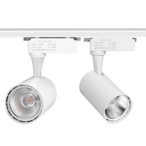 sistem cu 3 spoturi LED albe Techstar Tracklights sina RailRacks tip L 12W montate pe sina