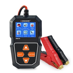 Professzionális autóakkumulátor teszter, Konnwei KW218, 6V - 12V, 2,4 hüvelykes kijelző, feszültséggrafikon, 100-2000 CCA, terhelési és indítási teszt, generátorteszt, motorkerékpárokkal és a