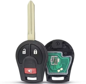 Programozható, teljes autókulcs-burkolat, kompatibilis Nissan Qashqai, X-Trail, Navara, Pathfinder, Murano, Infiniti FX modellekkel – 2+1 gomb, ID46 chip, 433MHz, FCC CWTWB1U751