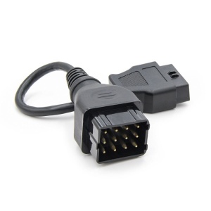 Cablu adaptor Renault camion 12 pin la OBD2, vedere laterală cu etichetă