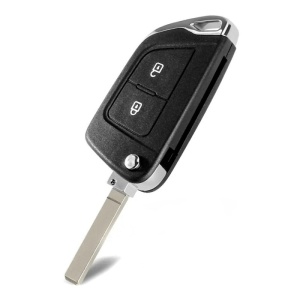 Techstar® KS-106 autós kulcstartó Peugeot 207, 307, 407, 2 gombos, penge HU83, fekete