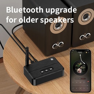 Techstar® M60 Bluetooth 5.4 Audio Receiver RX adapter, NFC párosítás, AUX + RCA, USB lejátszás, Type-C, pendrive, integrált mikrofon, HiFi, 10m - Img 3