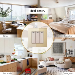Intrerupator triplu cap scara montat in living modern