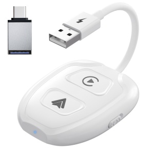 Techstar® THT-020-9-1 vezeték nélküli adapter Apple CarPlay-hez és Android Auto-hoz, USB-Type-C dongle, WiFi 5G, Bluetooth, automatikus csatlakozás, fehér