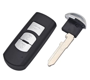 Techstar autós kulcstartó, Mazdához, 3 gombbal, Mazda 6 CX-5 CX-3 2014-2015 modellekkel kompatibilis, jobb penge