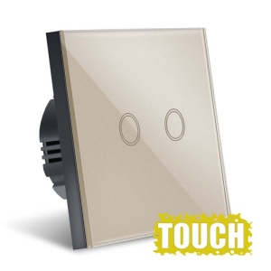 intrerupator touch auriu cu led si doua butoane tactile