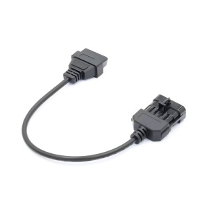 Cablu adaptor Opel Vauxhall 10 pini la OBD2 16 pini, conectori negri, fundal alb