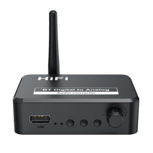 Techstar OT13 digitális - analóg audio konverter, Bluetooth 5.1 kompatibilis, USB, AUX 3.5 mm, optikai audio kábel, RCA, fekete