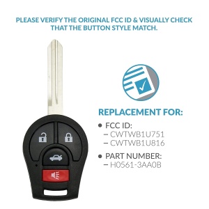 detaliu carcasa cheie auto programabila nissan cu cip ID46 si frecventa 433MHz