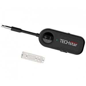 Vezeték nélküli adapter 2 az 1-ben TX/RX audio TX/RX adó fekete Techstar® M28, Bluetooth BT 5.3 és 3,5 mm audio port csatlakozóval