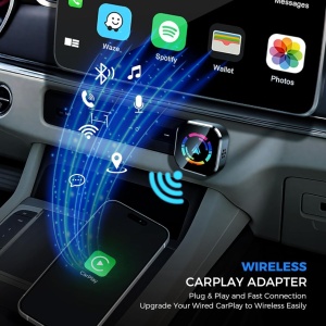 Apple CarPlay és Android Auto 2 az 1-ben vezeték nélküli adapter Techstar M17+, USB/USBC Plug & Play, Wi-Fi 5.8GHz + Bluetooth, Mini Compact, Auto Connect, LED üveggel - Img 10