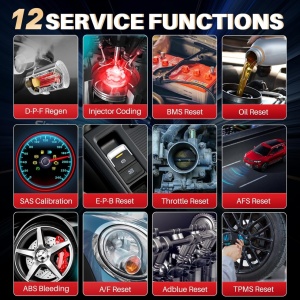 Prezentare functii tester Launch X431 CRP129E V2.0 pe fundal negru