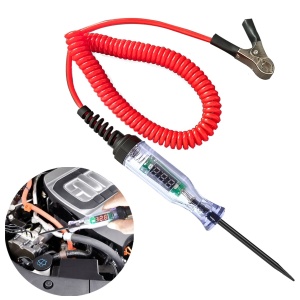 Autó elektromos teszter digitális kijelzővel 5–120V DC, fém szondával, krokodilcsipesszel, spirálkábellel, autó/motor/teherautó elektromos telepítéséhez - Img 9