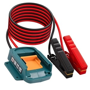 Autós indítókábel fogóval és adapterrel Makita 18 V-os akkumulátorokhoz – hordozható indítókábel 1,8 m, ABS, 8 AWG, akkumulátor nélkül
