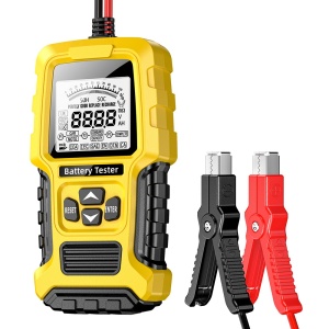 Foxsur FBT-300 intelligens akkumulátortesztelő, 12V/24V, autókhoz és motorkerékpárokhoz, 2,7" LCD képernyővel, kompatibilis a VRLA/GEL/AGM/EFB/STD akkumulátorokkal, sárga/fekete