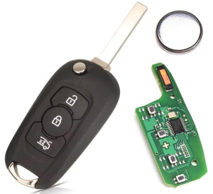 Komplett programozható autókulcs, Techstar késkulcs, 3 gombos, Opel Astra K 2015–2021 modellekkel kompatibilis – 434 MHz, ID46 PCF7961E chip, HU100 penge