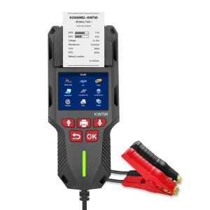 Tester KONNWEI KW700 cu ecran pornit si cleme de testare rosii