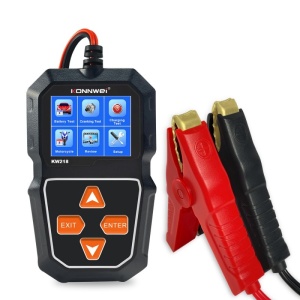 Tester auto KONNWEI KW218 conectat pentru masurare curent baterie