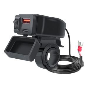 Incarcator USB si USB-C pentru motocicleta Techstar A83PD montat pe ghidon