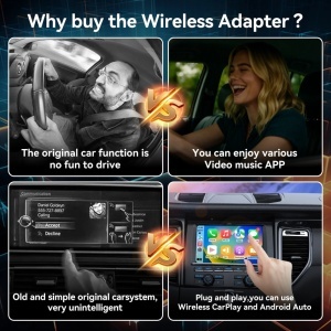 Techstar® B12 vezeték nélküli CarPlay és Android Auto 2 az 1-ben adapter, USB Compact, Bluetooth 5.3 + Wi-Fi 5.8GHz (5G), Plug & Play, vezérlő/visszaállító gomb + LED, automatikus csatlakoztatás - Img 3