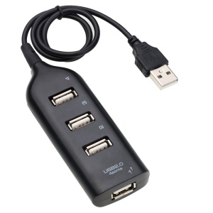 Techstar® HB2 USB-elosztó, nagy sebességű USB 2.0, 4 portos USB2.0, fekete