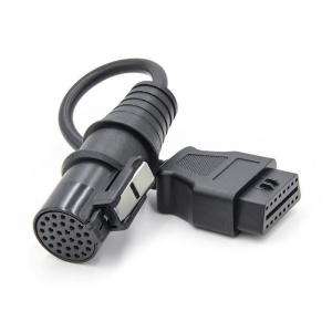 Adaptor diagnostic Iveco, mufă rotundă 30 pini la conector OBD2, vedere laterală
