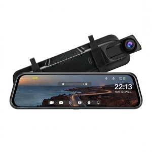 Techstar® Z78 tükörkamera, dupla, éjszakai látás, ciklikus felvétel, fordított kamera, Full HD felbontás és 1080p hátsó, fekete