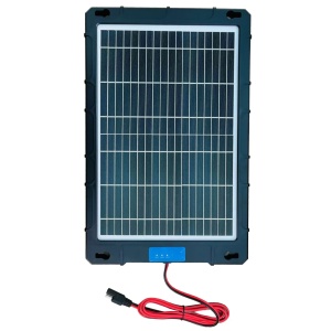Panou solar auto 12W cu cleme crocodil atașate – vedere frontală