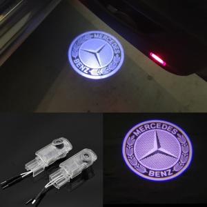 Kit logo LED Mercedes dedicat - 2 embleme iluminate, montaj ușor pe portiere