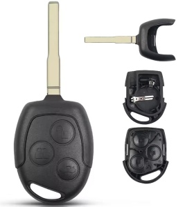 Techstar autókulcsház kompatibilis Ford Focus/Mondeo/Fiesta/Transit, 3 gomb, HU101 pengével, fekete - elektronika nélkül