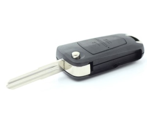 Carcasa cheie auto Techstar compatibila Opel Astra Corsa Vectra Meriva tip briceag 2 butoane lama pe stanga culoare neagra vedere laterala