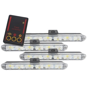 Techstar LED-es lámpák, 4x6, Stroboszkóp figyelmeztető vaku, 12V-os tápegység, Piros és kék