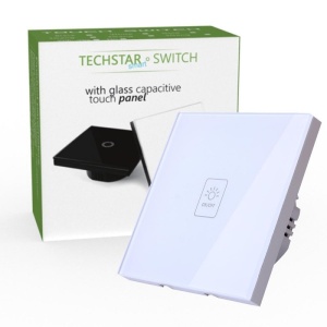Techstar Touch TG02 Kapcsoló, Biztonsági üveg, Modern kialakítás, LED -világítás, 1 fázis, Fehér