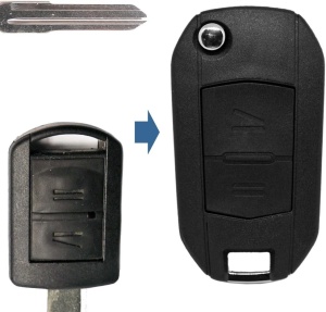 2 gombos, flip HU46 távirányítós kulcstartó, kompatibilis az Opel – Corsa C, Meriva A, Tigra B, Combo modellekkel