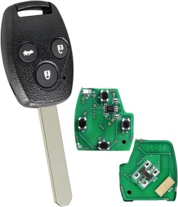 Programozható, teljes értékű autókulcs, 433 MHz, 3 gombbal, kompatibilis a Honda Civic 2005–2011, Accord, CR-V, Jazz modellekkel – ID48 chip, FCCID: OUCG8D-380H-A, Hon66 penge, elektronikával